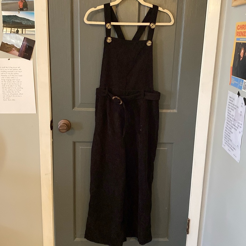 Black corduroy jumpsuit overalls
